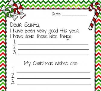 サンタクロースへの手紙のテンプレート（色付きページとぬり絵） 英語でのサンタクロースへの手紙テンプレート